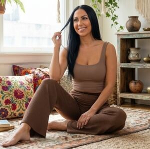 RAE Mode Brown Ribbed Tank Top Brami